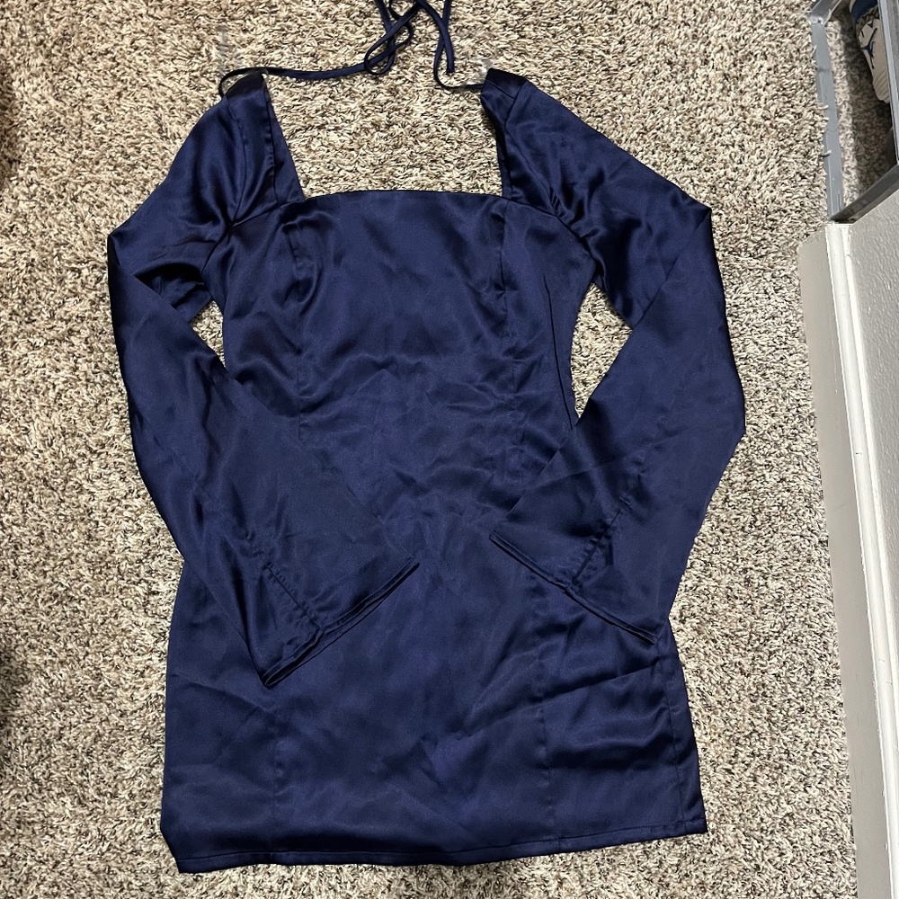 Satin Dress Midnight Blue Size S Wild Fable